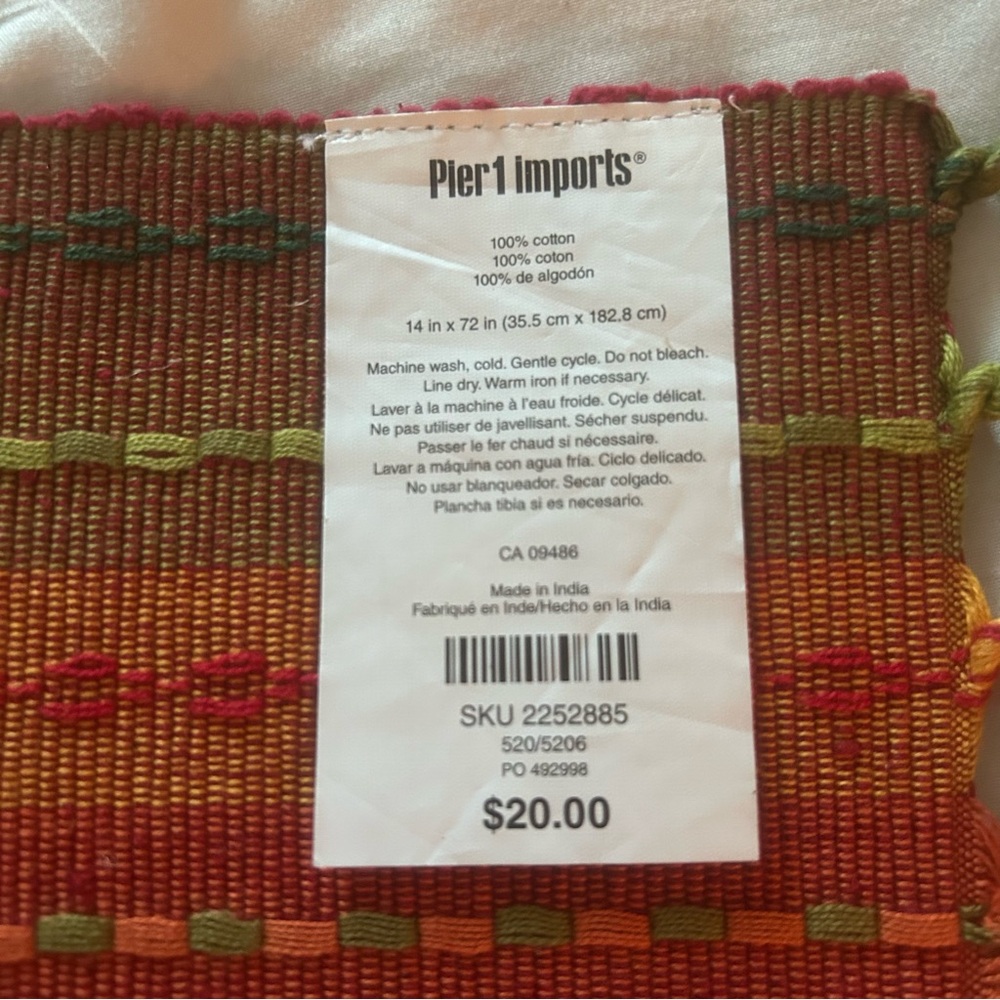 Pier 1 Multicolor Cotton Table Runner, Placemats and Napkin Set - Picture 6 of 8
